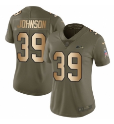 Women's Nike Seattle Seahawks #39 Dontae Johnson Limited Olive/Gold 2017 Salute to Service NFL Jersey