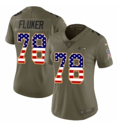Women's Nike Seattle Seahawks #78 D.J. Fluker Limited Olive/USA Flag 2017 Salute to Service NFL Jersey