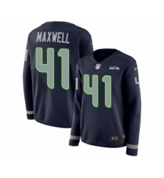 Women's Nike Seattle Seahawks #41 Byron Maxwell Limited Navy Blue Therma Long Sleeve NFL Jersey