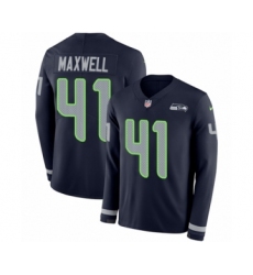Youth Nike Seattle Seahawks #41 Byron Maxwell Limited Navy Blue Therma Long Sleeve NFL Jersey