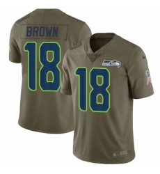 Men's Nike Seattle Seahawks #18 Jaron Brown Limited Olive 2017 Salute to Service NFL Jersey