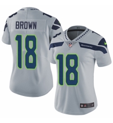Women's Nike Seattle Seahawks #18 Jaron Brown Grey Alternate Vapor Untouchable Limited Player NFL Jersey