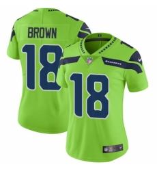 Women's Nike Seattle Seahawks #18 Jaron Brown Limited Green Rush Vapor Untouchable NFL Jersey