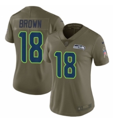 Women's Nike Seattle Seahawks #18 Jaron Brown Limited Olive 2017 Salute to Service NFL Jersey