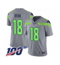 Youth Seattle Seahawks #18 Jaron Brown Limited Silver Inverted Legend 100th Season Football Jersey