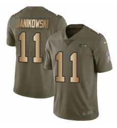 Men's Nike Seattle Seahawks #11 Sebastian Janikowski Limited Olive/Gold 2017 Salute to Service NFL Jersey
