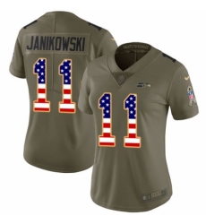 Women's Nike Seattle Seahawks #11 Sebastian Janikowski Limited Olive/USA Flag 2017 Salute to Service NFL Jersey