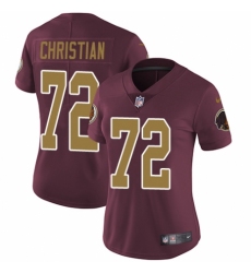 Women's Nike Washington Redskins #72 Geron Christian Burgundy Red/Gold Number Alternate 80TH Anniversary Vapor Untouchable Elite Player NFL Jersey