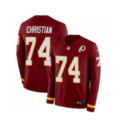 Youth Nike Washington Redskins #74 Geron Christian Limited Burgundy Therma Long Sleeve NFL Jersey