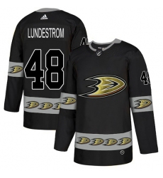 Men's Adidas Anaheim Ducks #48 Isac Lundestrom Premier Black Team Logo Fashion NHL Jersey