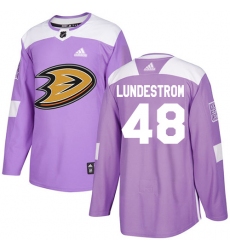 Youth Adidas Anaheim Ducks #48 Isac Lundestrom Authentic Purple Fights Cancer Practice NHL Jersey