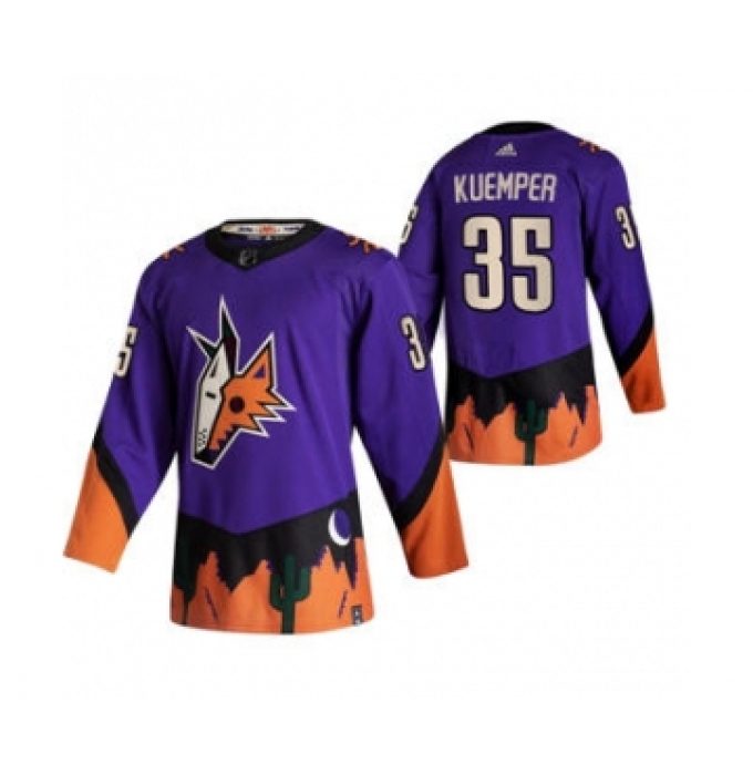 Men's Arizona Coyotes #35 Darcy Kuemper Purple 2020-21 Reverse Retro Alternate Hockey Jersey