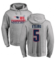 Nike New England Patriots #5 Danny Etling Heather Gray 2017 AFC Champions Pullover Hoodie