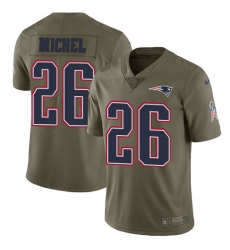 Youth Nike New England Patriots #26 Sony Michel Limited Olive 2017 Salute to Service NFL Jersey