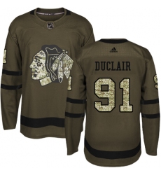 Youth Adidas Chicago Blackhawks #91 Anthony Duclair Authentic Green Salute to Service NHL Jersey