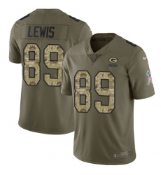 Men's Nike Green Bay Packers #89 Marcedes Lewis Limited Olive Camo 2017 Salute to Service NFL Jersey