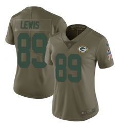 Women's Nike Green Bay Packers #89 Marcedes Lewis Limited Olive USA Flag 2017 Salute to Service NFL Jersey