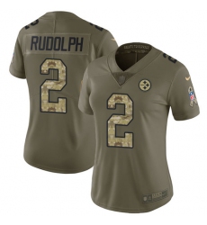 Women's Nike Pittsburgh Steelers #2 Mason Rudolph Limited Olive Camo 2017 Salute to Service NFL Jersey