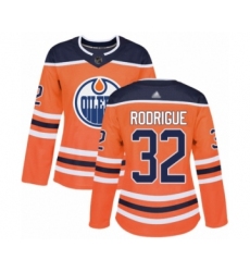 Women's Edmonton Oilers #32 Olivier Rodrigue Authentic Orange Home Hockey Jersey