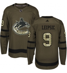 Men's Adidas Vancouver Canucks #9 Brendan Leipsic Premier Green Salute to Service NHL Jersey