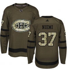 Men's Adidas Montreal Canadiens #37 Antti Niemi Premier Green Salute to Service NHL Jersey