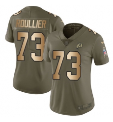 Women's Nike Washington Redskins #73 Chase Roullier Limited Olive Gold 2017 Salute to Service NFL Jersey