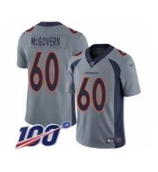 Men's Denver Broncos #60 Connor McGovern Limited Silver Inverted Legend 100th Season Football Jersey