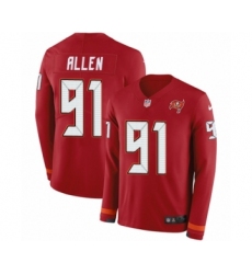 Men's Nike Tampa Bay Buccaneers #91 Beau Allen Limited Red Therma Long Sleeve NFL Jersey