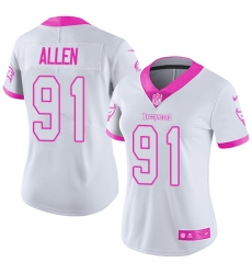 Women Nike Tampa Bay Buccaneers #91 Beau Allen Limited White Pink Rush Fashion NFL Jersey