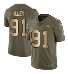 Youth Nike Tampa Bay Buccaneers #91 Beau Allen Limited Olive Gold 2017 Salute to Service NFL Jersey