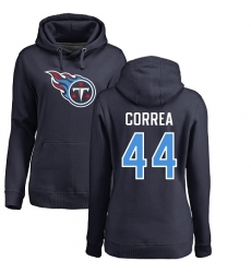 NFL Women's Nike Tennessee Titans #44 Kamalei Correa Navy Blue Name & Number Logo Pullover Hoodie