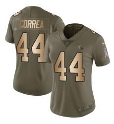 Women Nike Tennessee Titans #44 Kamalei Correa Limited Olive Gold 2017 Salute to Service NFL Jersey