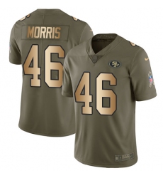 Men's Nike San Francisco 49ers #46 Alfred Morris Limited Olive Gold 2017 Salute to Service NFL Jersey