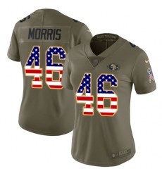 Women Nike San Francisco 49ers #46 Alfred Morris Limited Olive USA Flag 2017 Salute to Service NFL Jersey