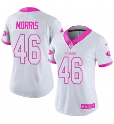 Women Nike San Francisco 49ers #46 Alfred Morris Limited White Pink Rush Fashion NFL Jersey
