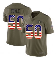 Youth Nike San Francisco 49ers #50 Brock Coyle Limited Olive USA Flag 2017 Salute to Service NFL Jersey