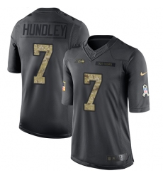 Men's Nike Seattle Seahawks #7 Brett Hundley Limited Black 2016 Salute to Service NFL Jersey