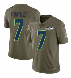 Men's Nike Seattle Seahawks #7 Brett Hundley Limited Olive 2017 Salute to Service NFL Jersey