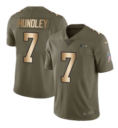 Men's Nike Seattle Seahawks #7 Brett Hundley Limited Olive Gold 2017 Salute to Service NFL Jersey