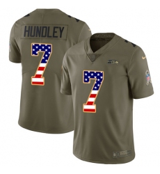 Men's Nike Seattle Seahawks #7 Brett Hundley Limited Olive USA Flag 2017 Salute to Service NFL Jersey