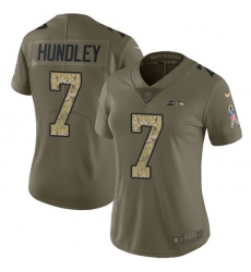 Women Nike Seattle Seahawks #7 Brett Hundley Limited Olive Camo 2017 Salute to Service NFL Jersey