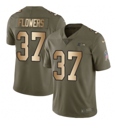 Youth Nike Seattle Seahawks #37 Tre Flowers Limited Olive Gold 2017 Salute to Service NFL Jersey