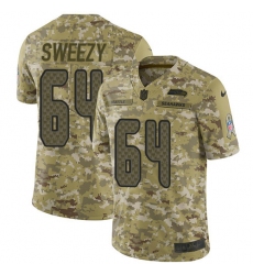 Men's Nike Seattle Seahawks #64 J.R. Sweezy Limited Camo 2018 Salute to Service NFL Jersey