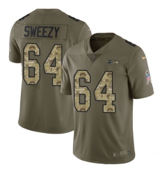 Men's Nike Seattle Seahawks #64 J.R. Sweezy Limited Olive Camo 2017 Salute to Service NFL Jersey