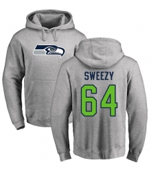 NFL Nike Seattle Seahawks #64 J.R. Sweezy Ash Name & Number Logo Pullover Hoodie