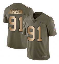 Men's Nike Seattle Seahawks #91 Tom Johnson Limited Olive Gold 2017 Salute to Service NFL Jersey