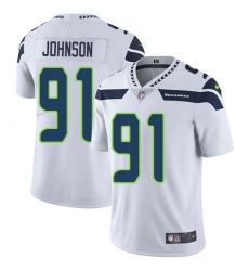 Men's Nike Seattle Seahawks #91 Tom Johnson White Vapor Untouchable Limited Player NFL Jersey