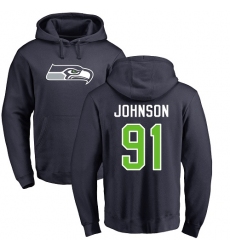 NFL Nike Seattle Seahawks #91 Tom Johnson Navy Blue Name & Number Logo Pullover Hoodie