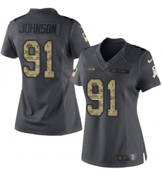 Women Nike Seattle Seahawks #91 Tom Johnson Limited Black 2016 Salute to Service NFL Jersey