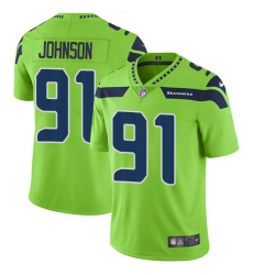 Women Nike Seattle Seahawks #91 Tom Johnson Limited Green Rush Vapor Untouchable NFL Jersey